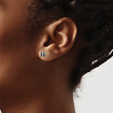 Sterling Silver Square Cut Black White Stones Stud Earrings