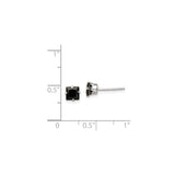 Sterling Silver Gothic Square Stud Earrings With Black CZ