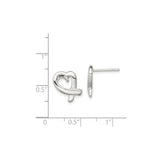 Sterling Silver Heart Shaped Stud Earrings with Openwork Design, Polished Finish, Romantic Style