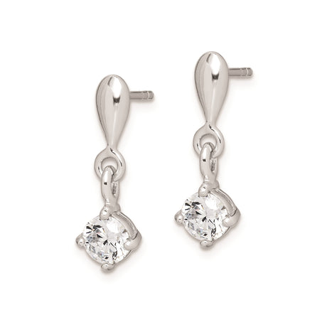 Sterling Silver Drop Earrings with Round Cut Cubic Zirconia, Dangle Design for Women