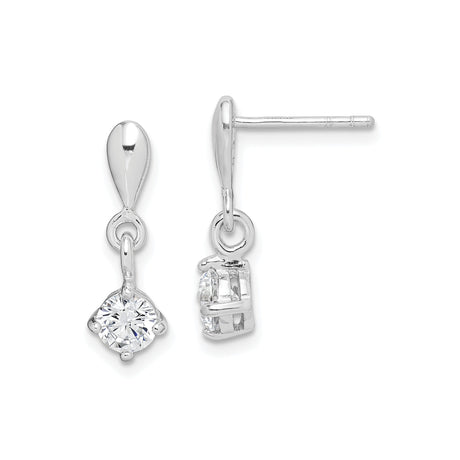 Sterling Silver Drop Earrings with Round Cut Cubic Zirconia, Dangle Design for Women