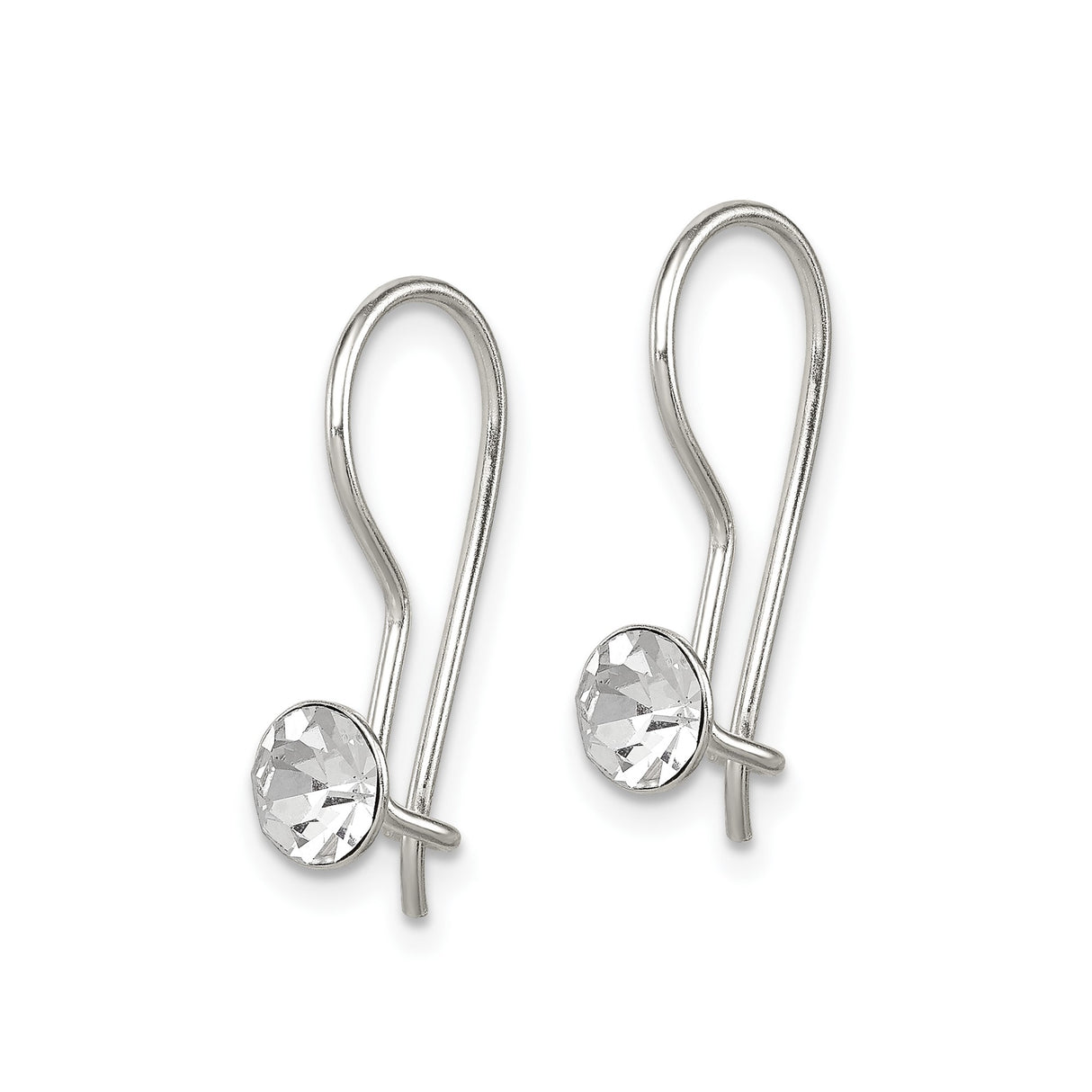 Sterling Silver Drop Earrings with Round Cubic Zirconia, Minimalist Lightweight Design