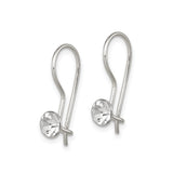 Sterling Silver Drop Earrings with Round Cubic Zirconia, Minimalist Lightweight Design