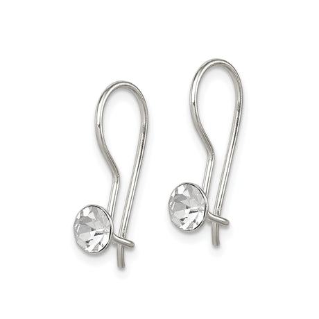 Sterling Silver Drop Earrings with Round Cubic Zirconia, Minimalist Lightweight Design
