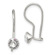 Sterling Silver Drop Earrings with Round Cubic Zirconia, Minimalist Lightweight Design