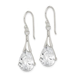 Sterling Silver Drop Earrings with Cubic Zirconia, Pear Shaped Dangle Design for Women