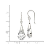 Sterling Silver Drop Earrings with Cubic Zirconia, Pear Shaped Dangle Design for Women