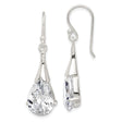 Sterling Silver Drop Earrings with Cubic Zirconia, Pear Shaped Dangle Design for Women