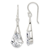 Sterling Silver Drop Earrings with Cubic Zirconia, Pear Shaped Dangle Design for Women