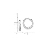 Sterling Silver Hoop Earrings with Baguette Cut Cubic Zirconia, Lightweight Huggie Style