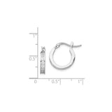 Sterling Silver Hoop Earrings with Channel-Set Cubic Zirconia, Classic Polished Style