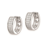 Sterling Silver Huggie Earrings with Cubic Zirconia, Hinged Hoop, Polished Minimalist Style