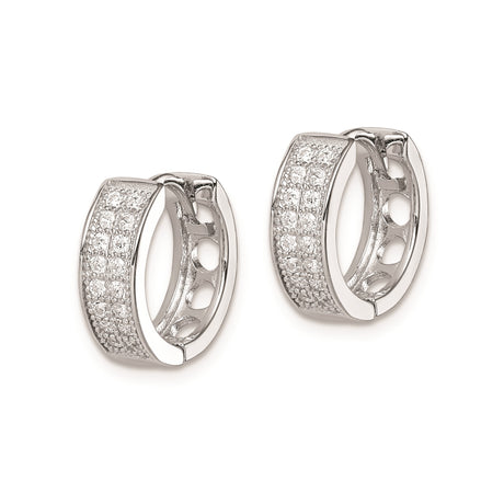 Sterling Silver Huggie Earrings with Cubic Zirconia, Hinged Hoop, Polished Minimalist Style