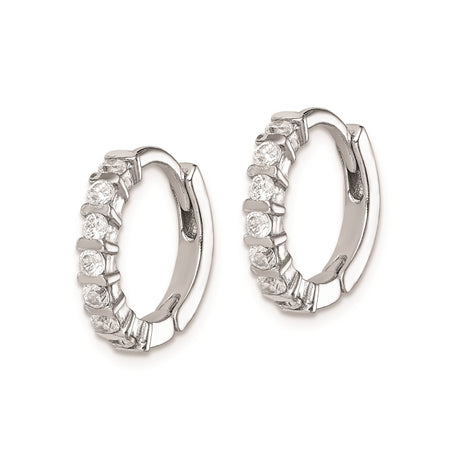 Sterling Silver Huggie Hoop Earrings with Channel-Set Cubic Zirconia, Classic Minimalist Style