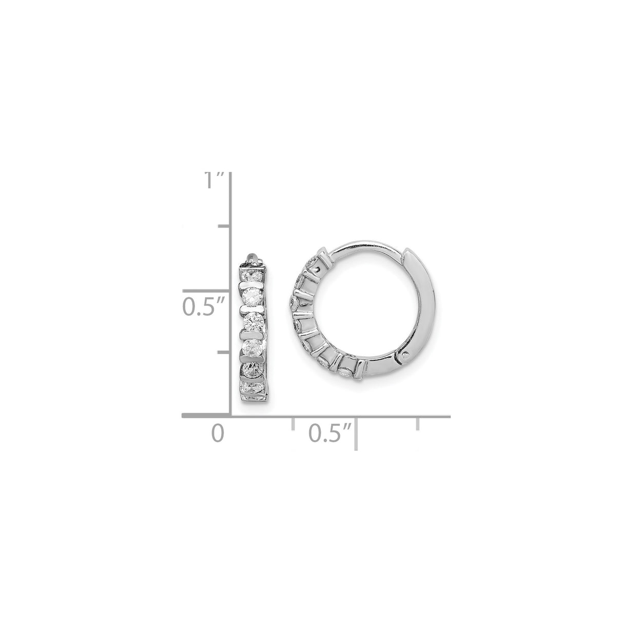 Sterling Silver Huggie Hoop Earrings with Channel-Set Cubic Zirconia, Classic Minimalist Style