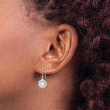 Sterling Silver Dangle Earrings with Cubic Zirconia, Classic Halo Drop Design for Women