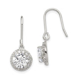 Sterling Silver Dangle Earrings with Cubic Zirconia, Classic Halo Drop Design for Women