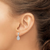 Sterling Silver Dangle Earrings with Cubic Zirconia, Double Drop Teardrop Design