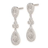 Sterling Silver Drop Earrings with Teardrop and Round Cubic Zirconia, Elegant Dangle Design