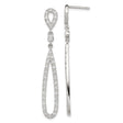 Sterling Silver Dangle Earrings with Cubic Zirconia, Elongated Teardrop Drop Design