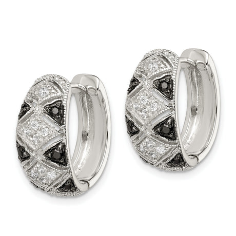Sterling Silver Hoop Earrings with Cubic Zirconia, Crisscross Vintage Design for Women