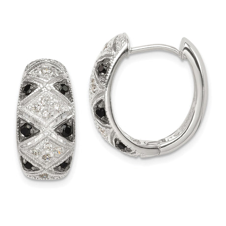 Sterling Silver Hoop Earrings with Cubic Zirconia, Crisscross Vintage Design for Women
