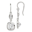 Sterling Silver Drop Earrings with Cushion Cut and Oval Cubic Zirconia Bezel Settings