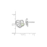 Sterling Silver Heart Shaped Stud Earrings with Created Opal and Openwork Design