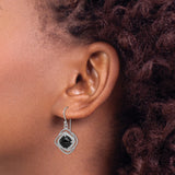 Sterling Silver Dangle Earrings with Black Onyx, Twisted Rope and Geometric Design