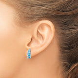 Sterling Silver Wave Stud Earrings with Lab Created Opal and Cubic Zirconia Accents