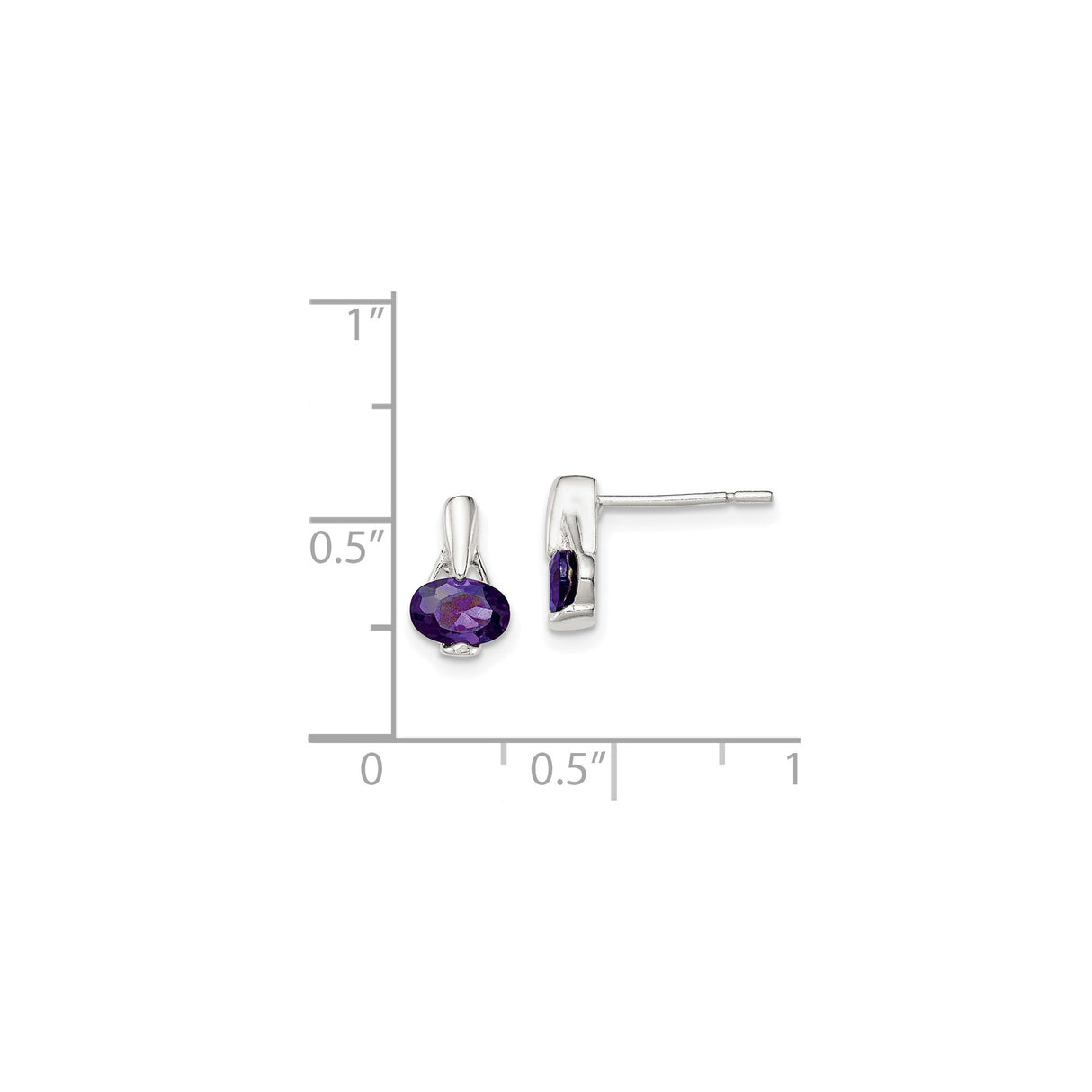 Sterling Silver Stud Earrings with Oval Cut Cubic Zirconia, Modern Minimalist Style