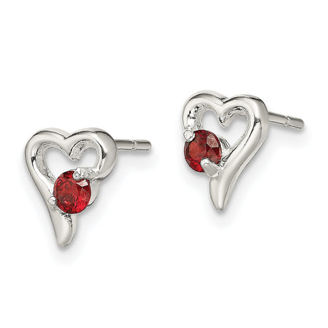 Sterling Silver Heart Stud Earrings with Cubic Zirconia, Minimalist Romantic Design for Women