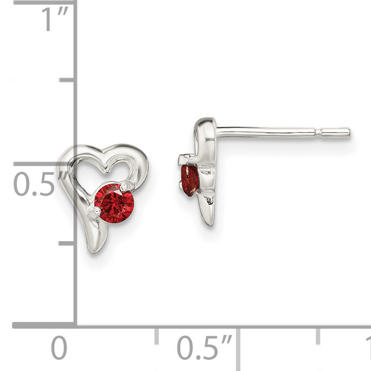 Sterling Silver Heart Stud Earrings with Cubic Zirconia, Minimalist Romantic Design for Women