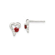 Sterling Silver Heart Stud Earrings with Cubic Zirconia, Minimalist Romantic Design for Women