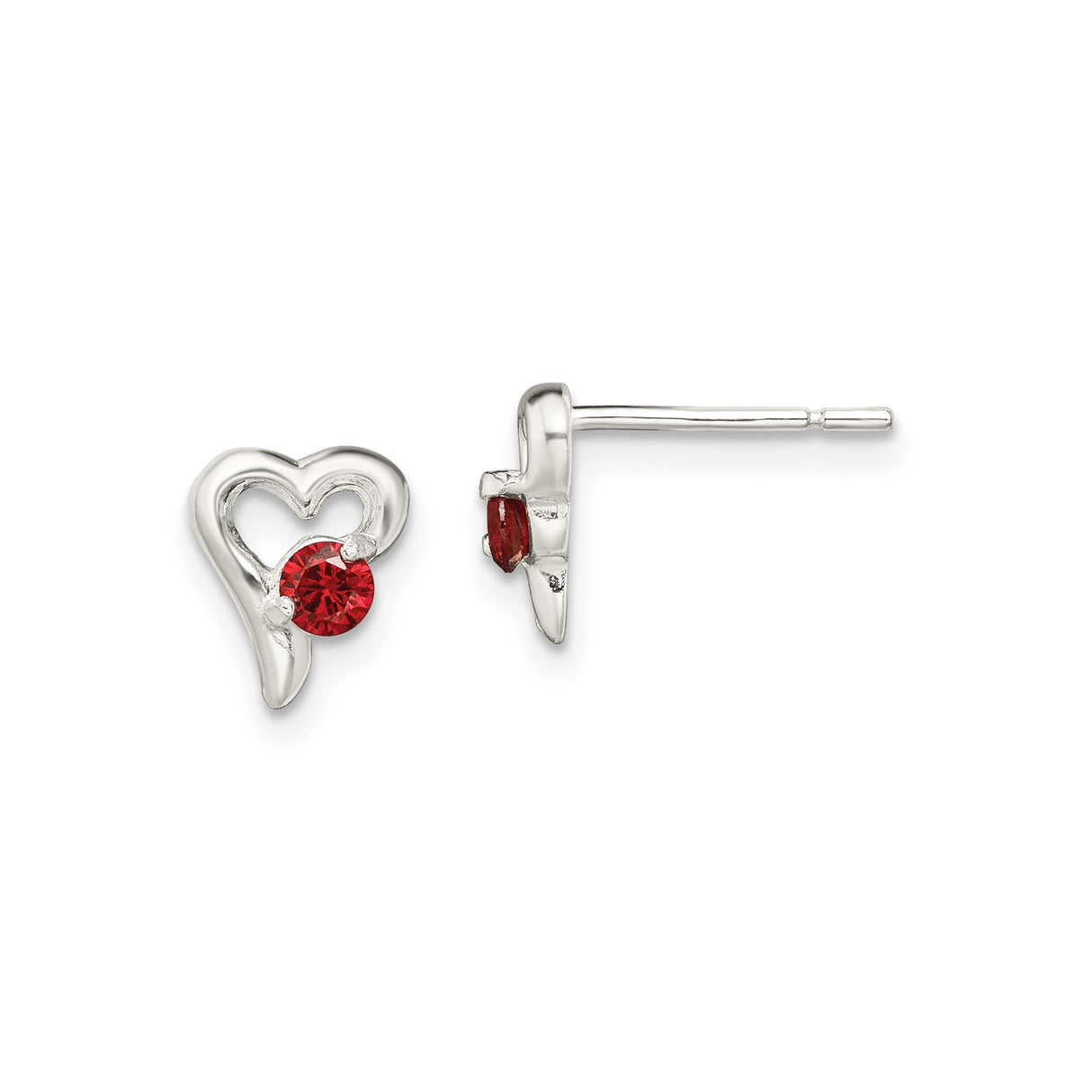 Sterling Silver Heart Stud Earrings with Cubic Zirconia, Minimalist Romantic Design for Women