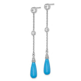 Sterling Silver Dangle Earrings with Teardrop Turquoise and Pavé Cubic Zirconia Drops