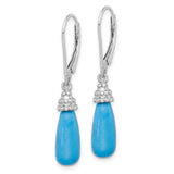 Sterling Silver Dangle Earrings with Turquoise Teardrop Gemstone and Beaded Caps, Boho Chic Style