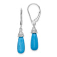 Sterling Silver Dangle Earrings with Turquoise Teardrop Gemstone and Beaded Caps, Boho Chic Style