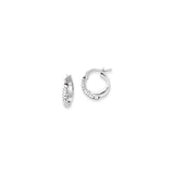 Sterling Silver Hoop Earrings with Cubic Zirconia Accents, Polished Lightweight Round Style