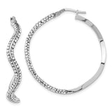 Sterling Silver Wavy Hoop Earrings with Clear Cubic Zirconia, Lightweight Modern Style for Women