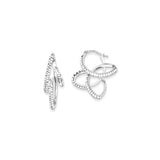 Sterling Silver Hoop Earrings with Crystal, Layered Marquise Dangle Openwork Design