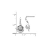 Sterling Silver Drop Earrings with Cubic Zirconia Cluster and Abstract Swirl Design