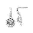 Sterling Silver Drop Earrings with Cubic Zirconia Cluster and Abstract Swirl Design