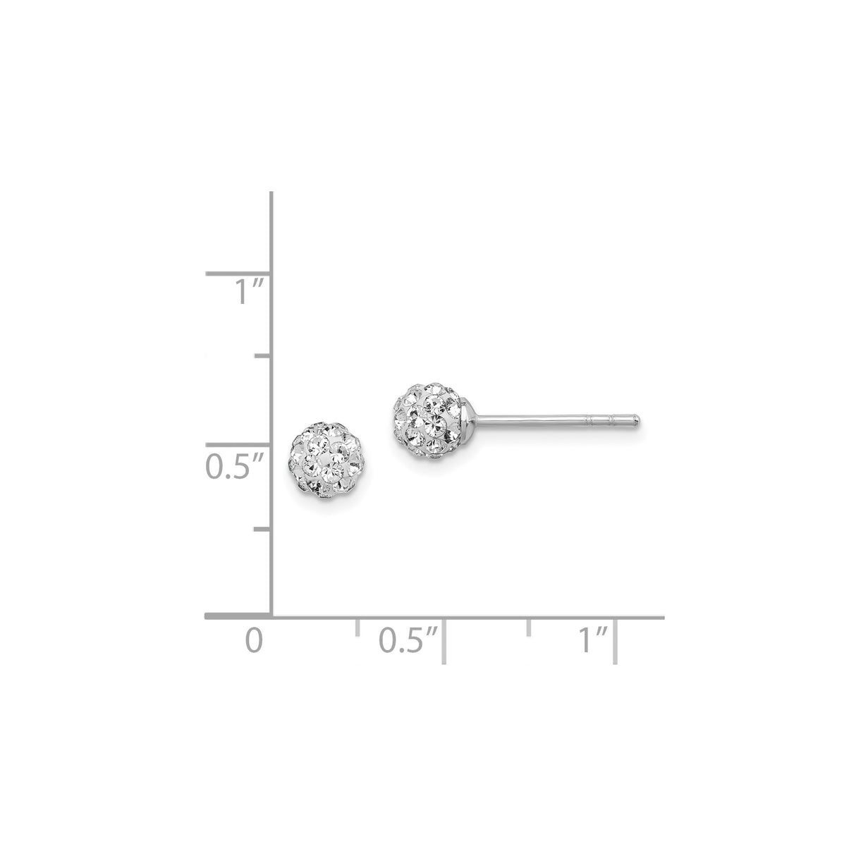 Sterling Silver Stud Earrings with Clustered Crystals in Round Domed Shape
