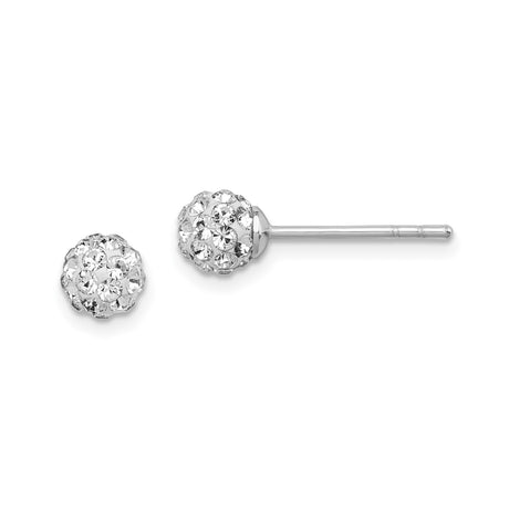 Sterling Silver Stud Earrings with Clustered Crystals in Round Domed Shape