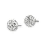 Sterling Silver Stud Earrings with Crystal Pavé Ball Design, Polished Finish, Minimalist Style for Women