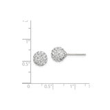 Sterling Silver Stud Earrings with Crystal Pavé Ball Design, Polished Finish, Minimalist Style for Women
