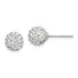 Sterling Silver Stud Earrings with Crystal Pavé Ball Design, Polished Finish, Minimalist Style for Women