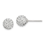 Sterling Silver Stud Earrings with Crystal Pavé Ball Design, Polished Finish, Minimalist Style for Women
