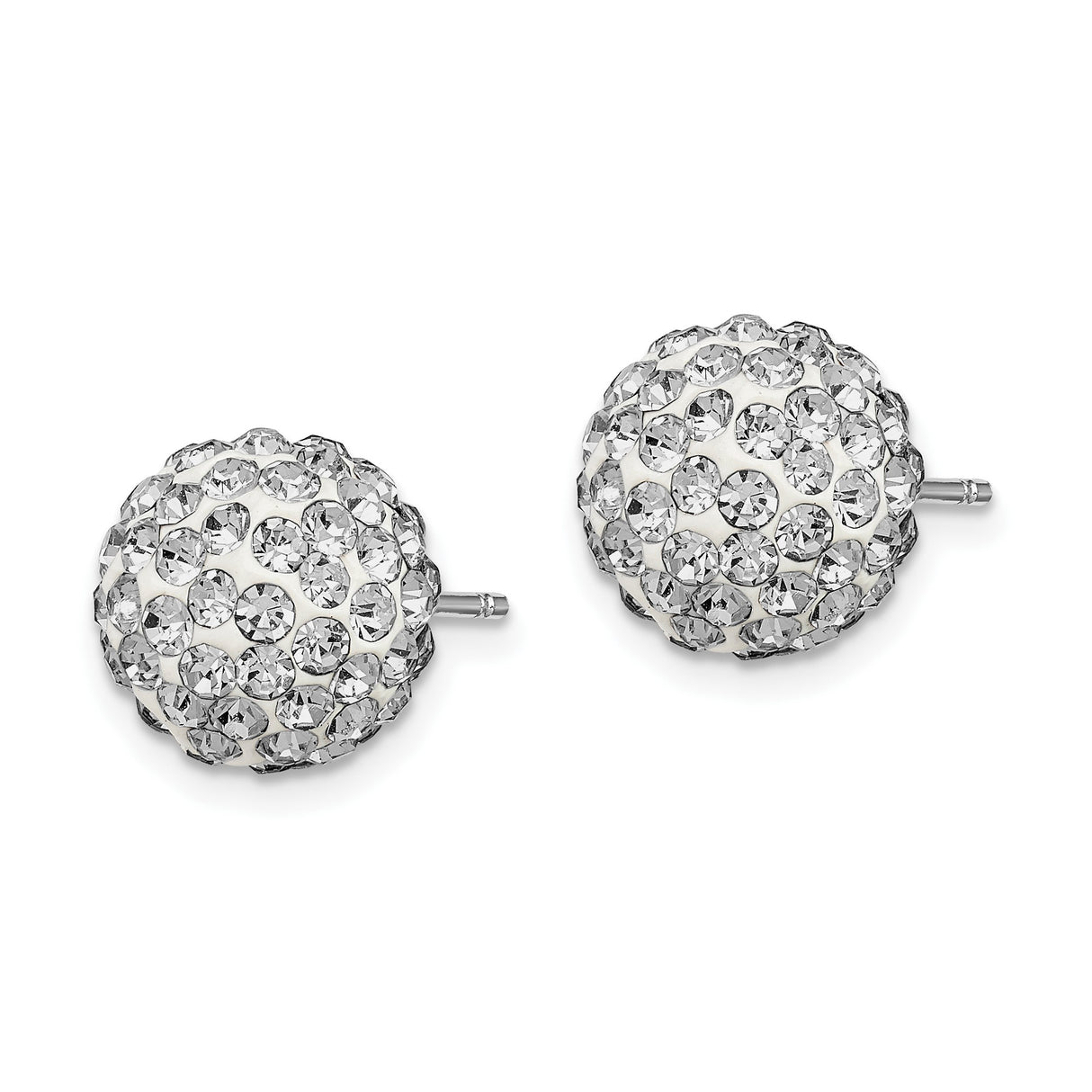 Sterling Silver Dome Stud Earrings with Clear Cubic Zirconia, Classic Round Post Style